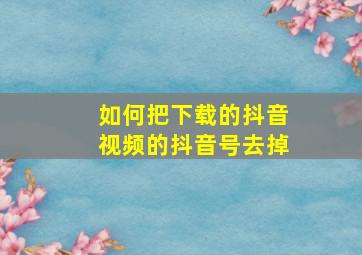 如何把下载的抖音视频的抖音号去掉