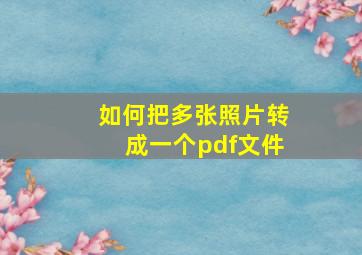 如何把多张照片转成一个pdf文件