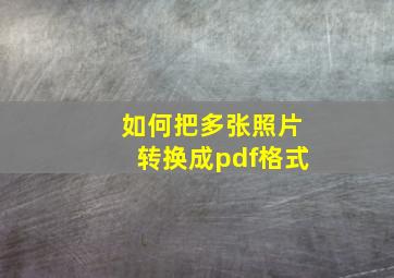 如何把多张照片转换成pdf格式