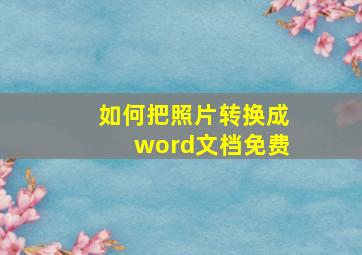 如何把照片转换成word文档免费