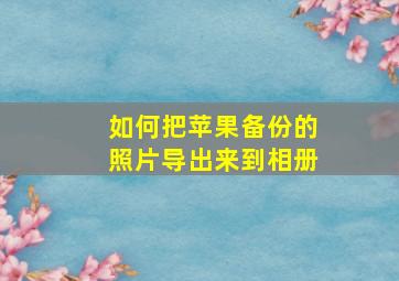 如何把苹果备份的照片导出来到相册