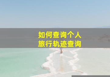 如何查询个人旅行轨迹查询