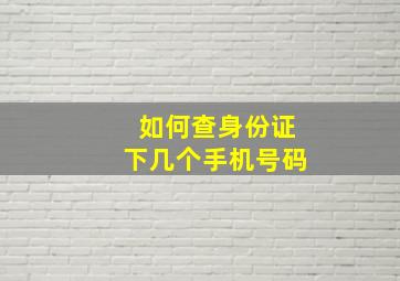 如何查身份证下几个手机号码