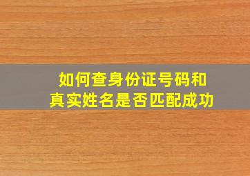 如何查身份证号码和真实姓名是否匹配成功