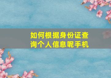 如何根据身份证查询个人信息呢手机