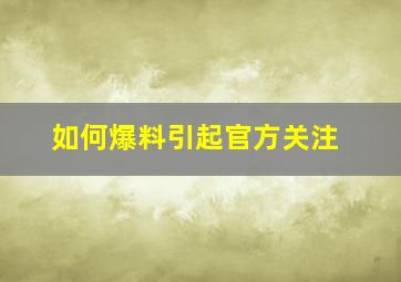 如何爆料引起官方关注