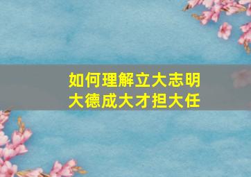 如何理解立大志明大德成大才担大任