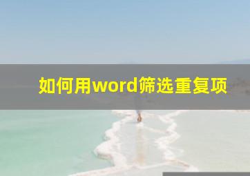 如何用word筛选重复项