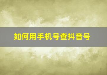 如何用手机号查抖音号