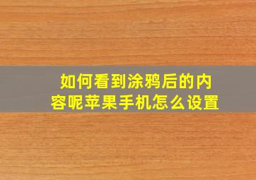 如何看到涂鸦后的内容呢苹果手机怎么设置