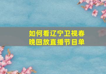 如何看辽宁卫视春晚回放直播节目单