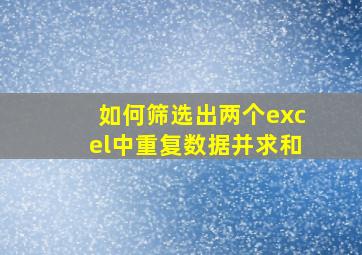 如何筛选出两个excel中重复数据并求和