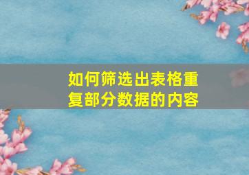 如何筛选出表格重复部分数据的内容