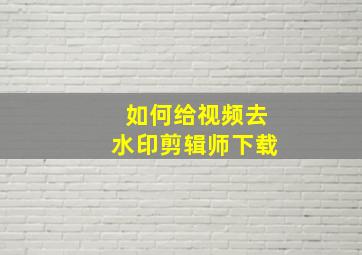 如何给视频去水印剪辑师下载