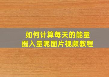 如何计算每天的能量摄入量呢图片视频教程