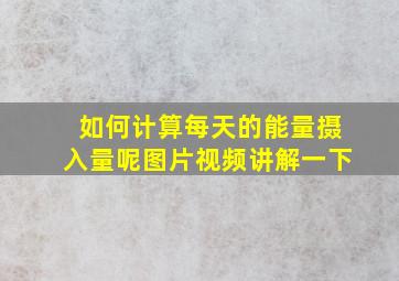 如何计算每天的能量摄入量呢图片视频讲解一下