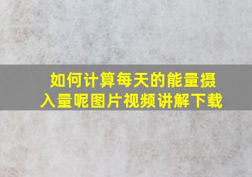 如何计算每天的能量摄入量呢图片视频讲解下载