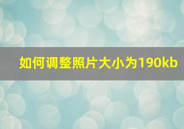 如何调整照片大小为190kb