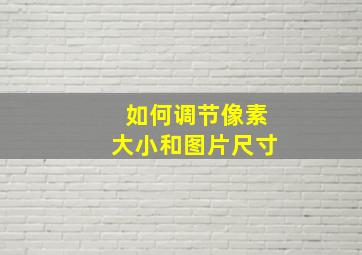 如何调节像素大小和图片尺寸