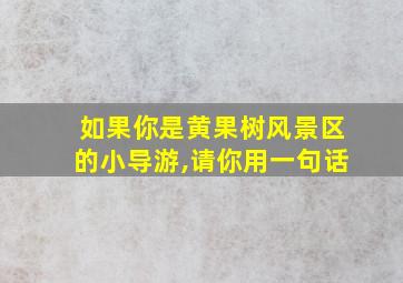 如果你是黄果树风景区的小导游,请你用一句话