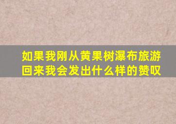 如果我刚从黄果树瀑布旅游回来我会发出什么样的赞叹