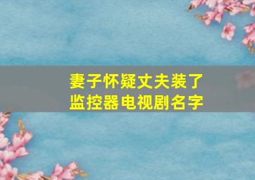 妻子怀疑丈夫装了监控器电视剧名字