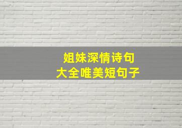 姐妹深情诗句大全唯美短句子