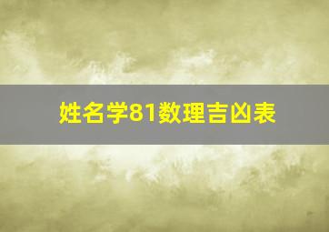 姓名学81数理吉凶表