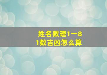 姓名数理1一81数吉凶怎么算