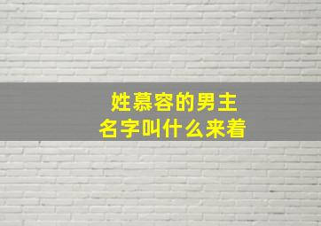 姓慕容的男主名字叫什么来着