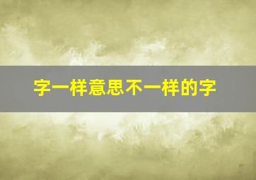 字一样意思不一样的字