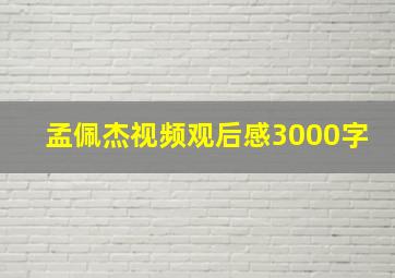 孟佩杰视频观后感3000字