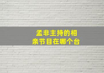 孟非主持的相亲节目在哪个台