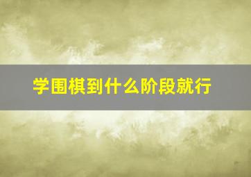 学围棋到什么阶段就行