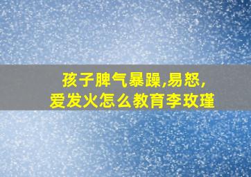 孩子脾气暴躁,易怒,爱发火怎么教育李玫瑾