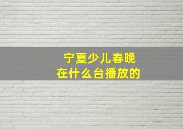 宁夏少儿春晚在什么台播放的