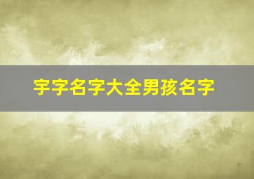 宇字名字大全男孩名字