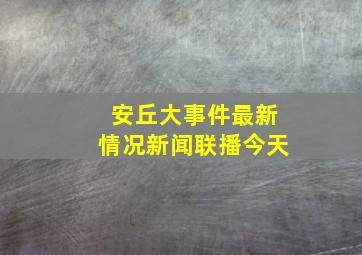 安丘大事件最新情况新闻联播今天