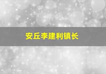 安丘李建利镇长