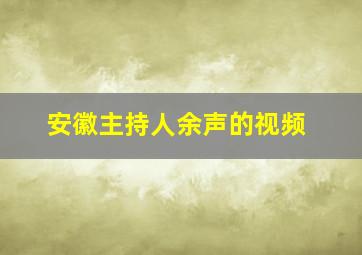 安徽主持人余声的视频