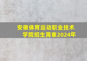 安徽体育运动职业技术学院招生简章2024年