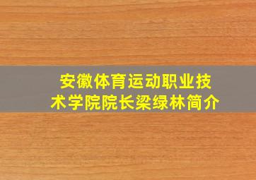 安徽体育运动职业技术学院院长梁绿林简介