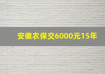 安徽农保交6000元15年