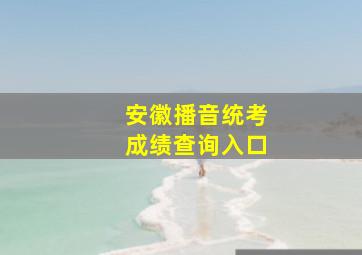 安徽播音统考成绩查询入口