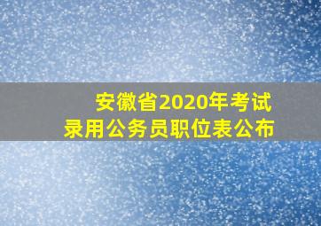 安徽省2020年考试录用公务员职位表公布