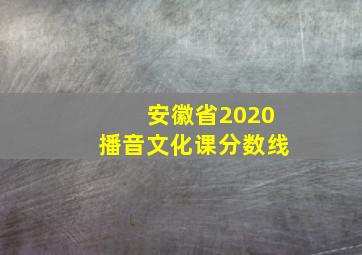 安徽省2020播音文化课分数线