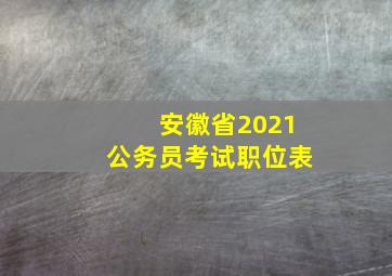 安徽省2021公务员考试职位表