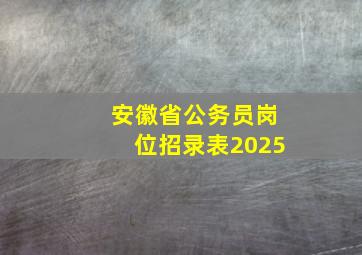 安徽省公务员岗位招录表2025