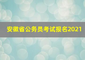 安徽省公务员考试报名2021