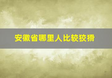 安徽省哪里人比较狡猾